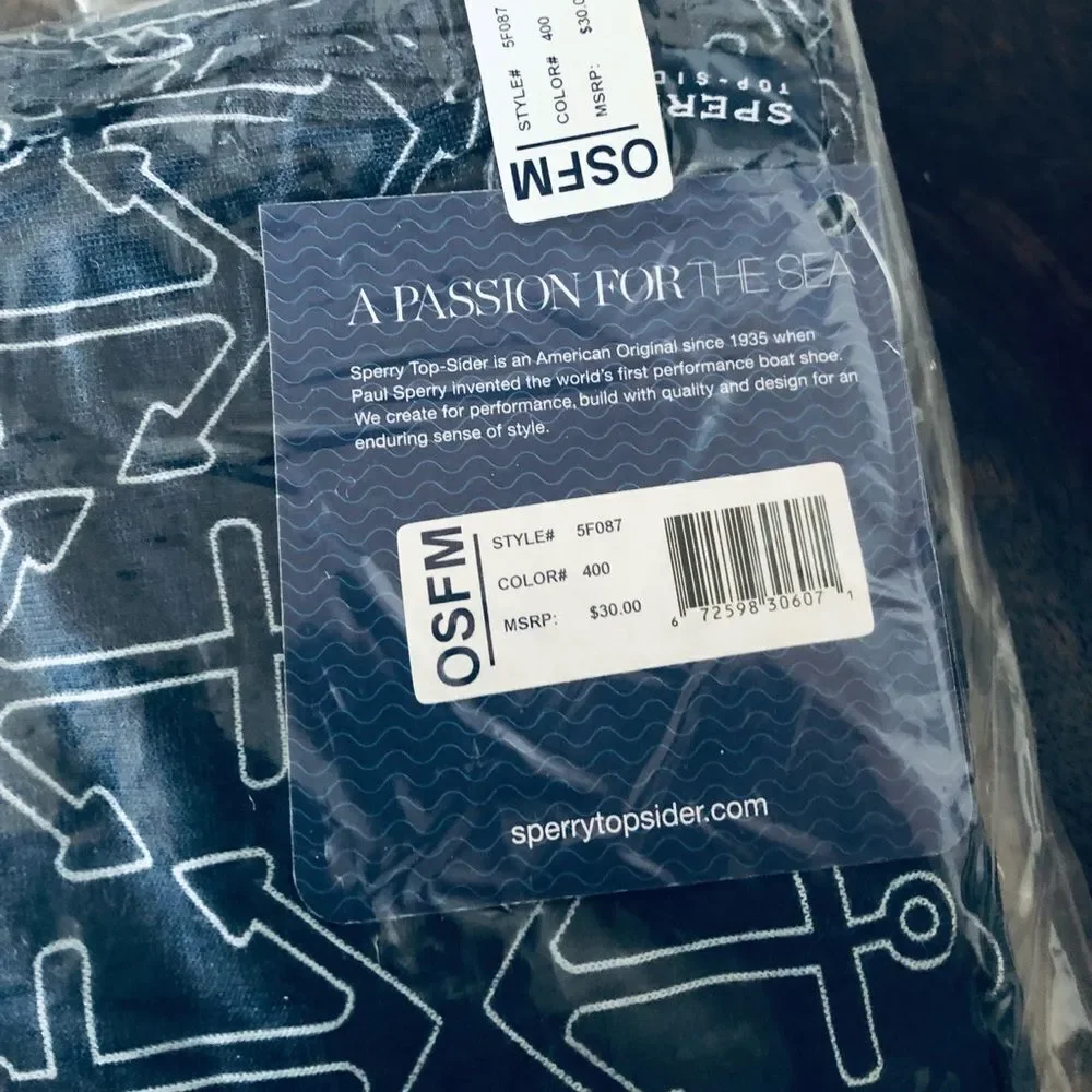 Sperry Navy Anchor Print Lightweight Scarf